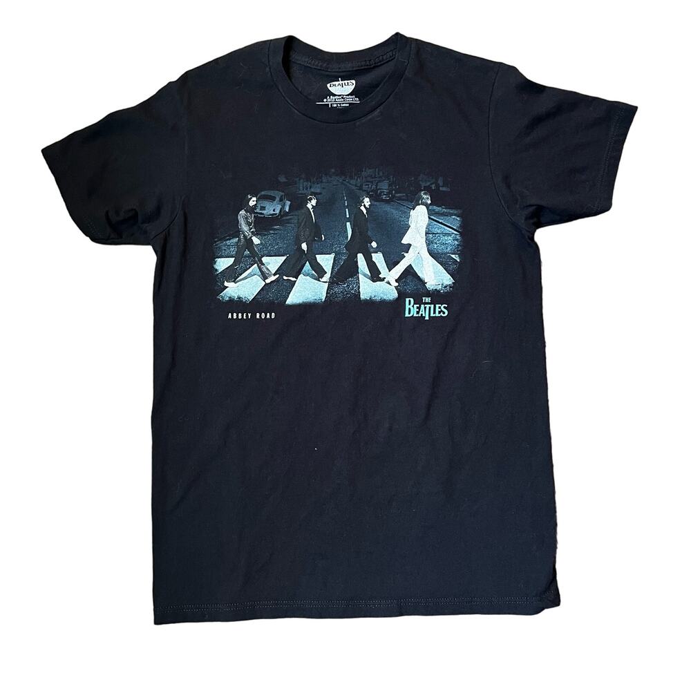 Apple Corp Adult MD The Beatles Abbey Road Stride Black Graphic T-shirt